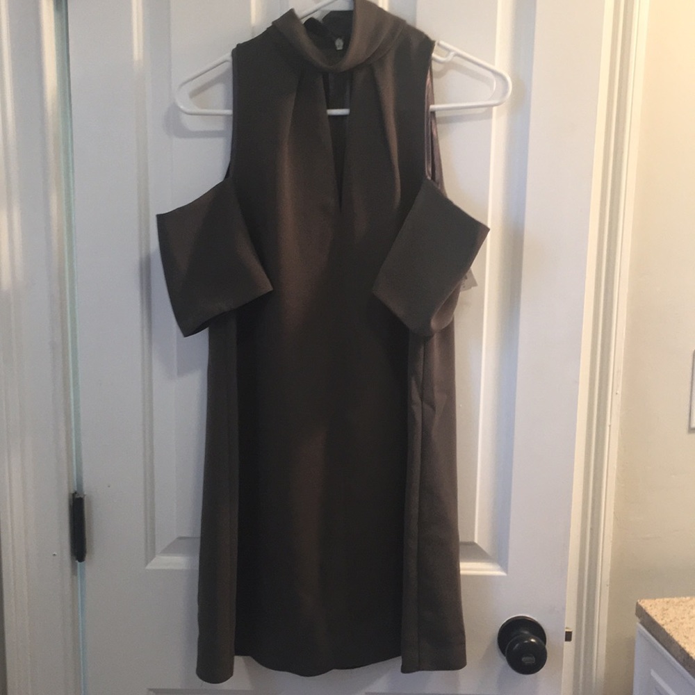 Topshop olive mini dress with cutout sleeves